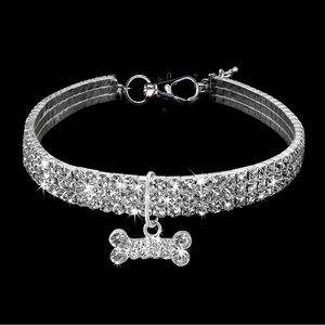 CLEARANCE | Rhinestone Bone Pendant Pet Collar Necklace
